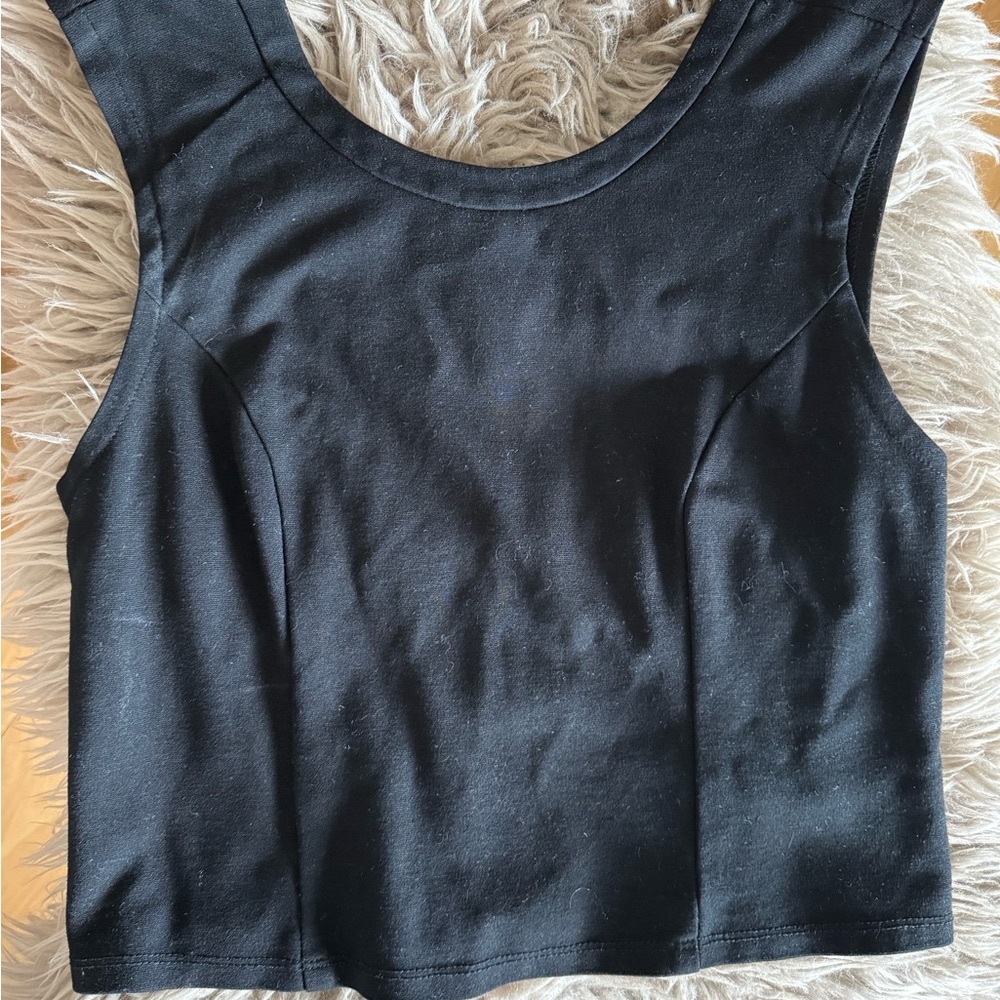 [SOLD] ABS Black Sleeveless Women's Cropped Top